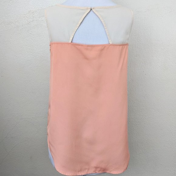 Peach & Cream Bow Top Chiffon Shell Tank Blouse - Picture 4 of 5